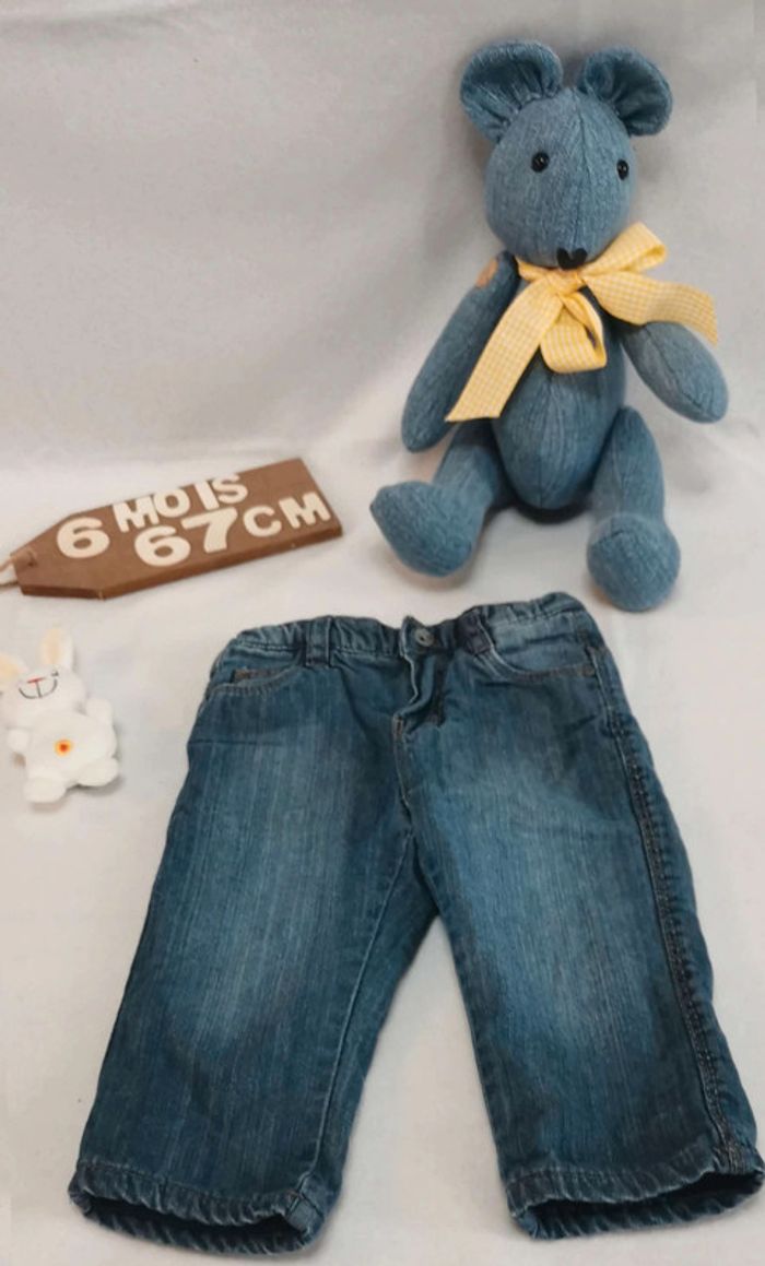 Pantalon 👣 jean molletonné obaïbi 6mois - photo numéro 6