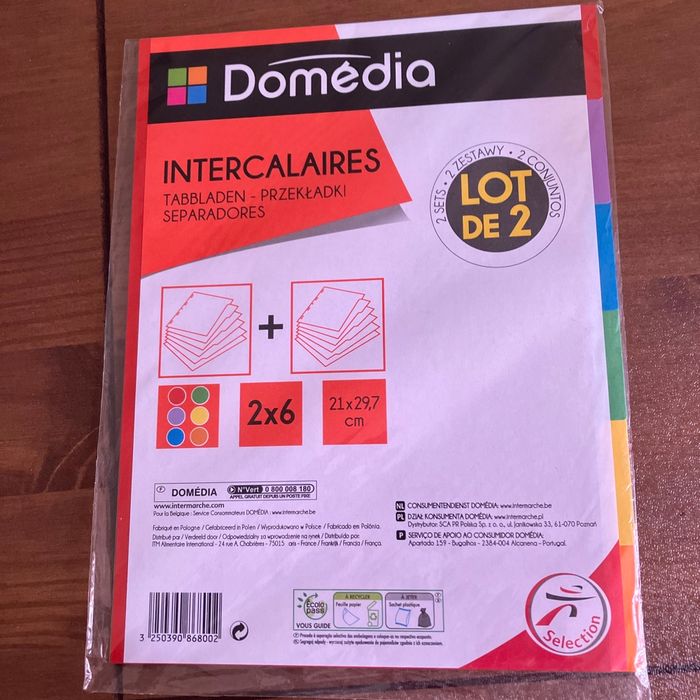 Lot de 2x6 intercalaires