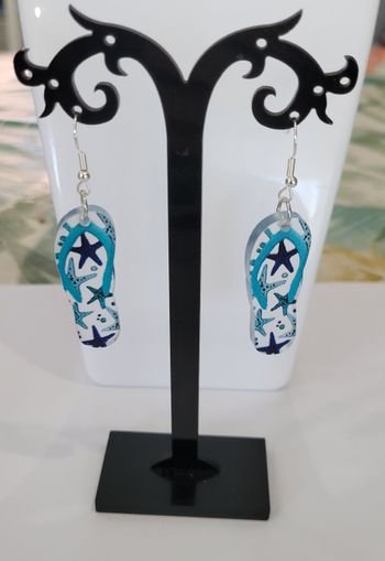 BOUCLES D'OREILLES TONG BLEU ! NEUVE !