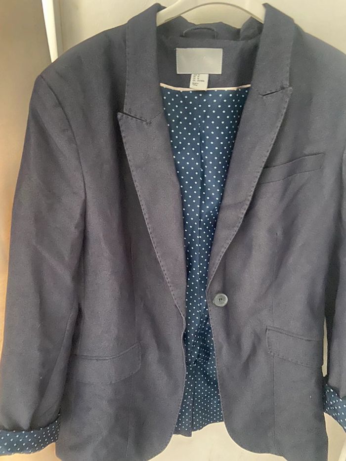 Veste blazer H&M cintrée à revers petits pois