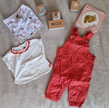 Ensemble sergent Major t-shirt blanc + salopette rouge 3M (TBE comme neuf)