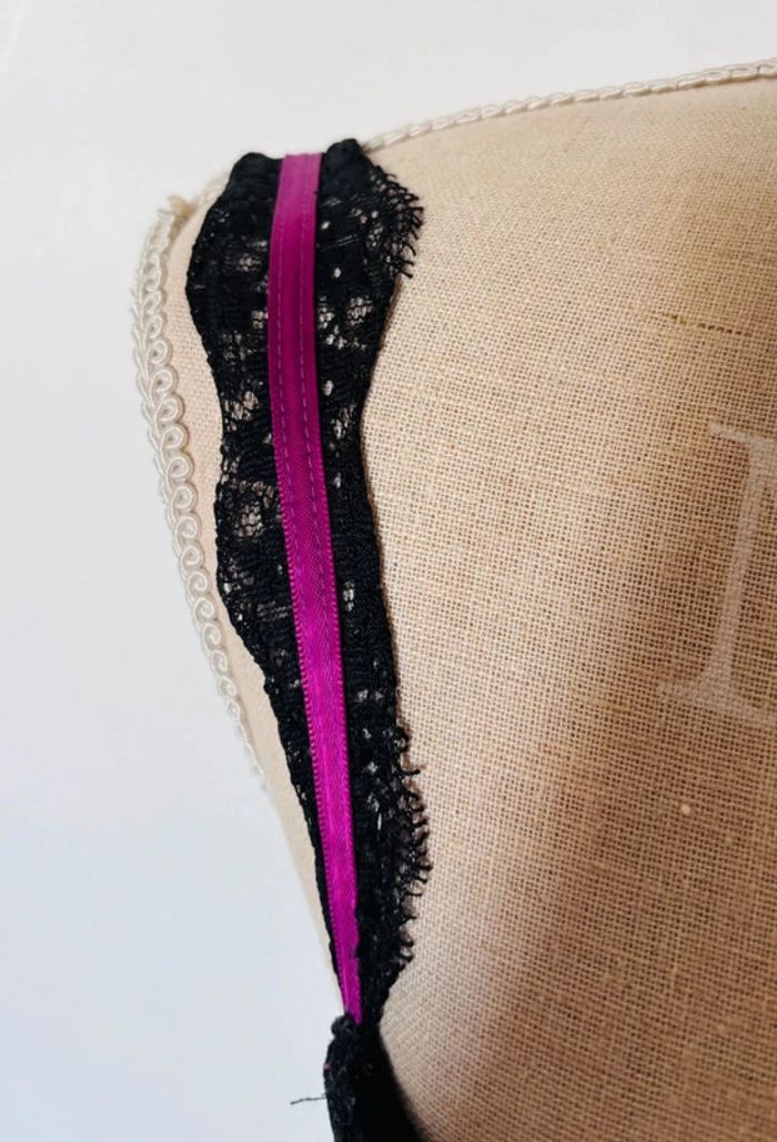 🎀 soutien gorge noir velours et dentelle taille 85 c - photo numéro 3