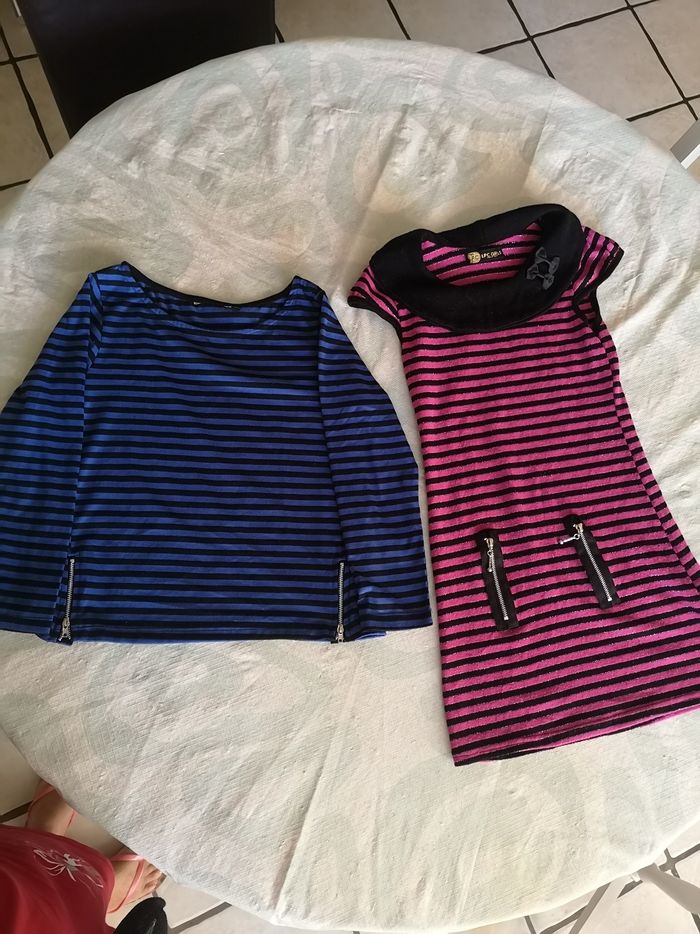 Lots de 6 tee-shirts manches longues plus un sweat à capuche plus une robe plusieurs marques taille 8ans - photo numéro 4