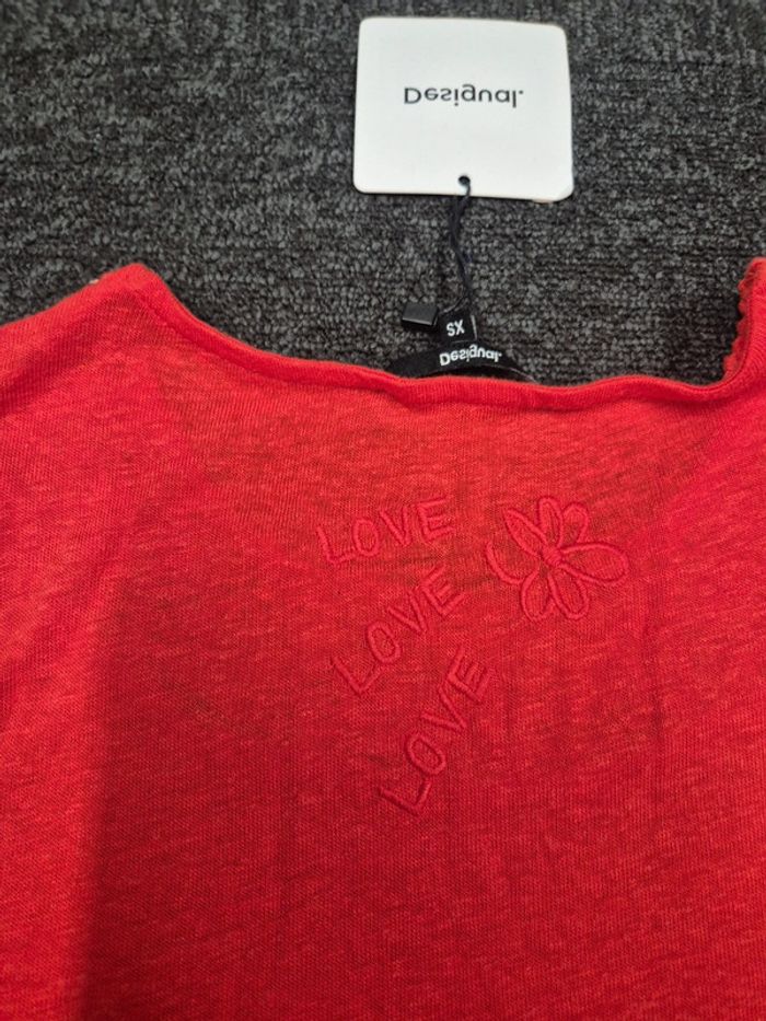 Haut rouge orangé neuf desigual taille xs - photo numéro 5