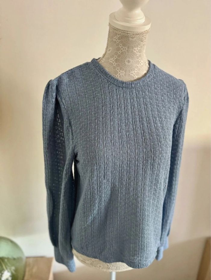 Pull en maille bleu Kiabi taille 38 M - photo numéro 2