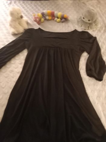 Tunique noire (robe courte) simple ample grossesse Décolleté manches 3/4