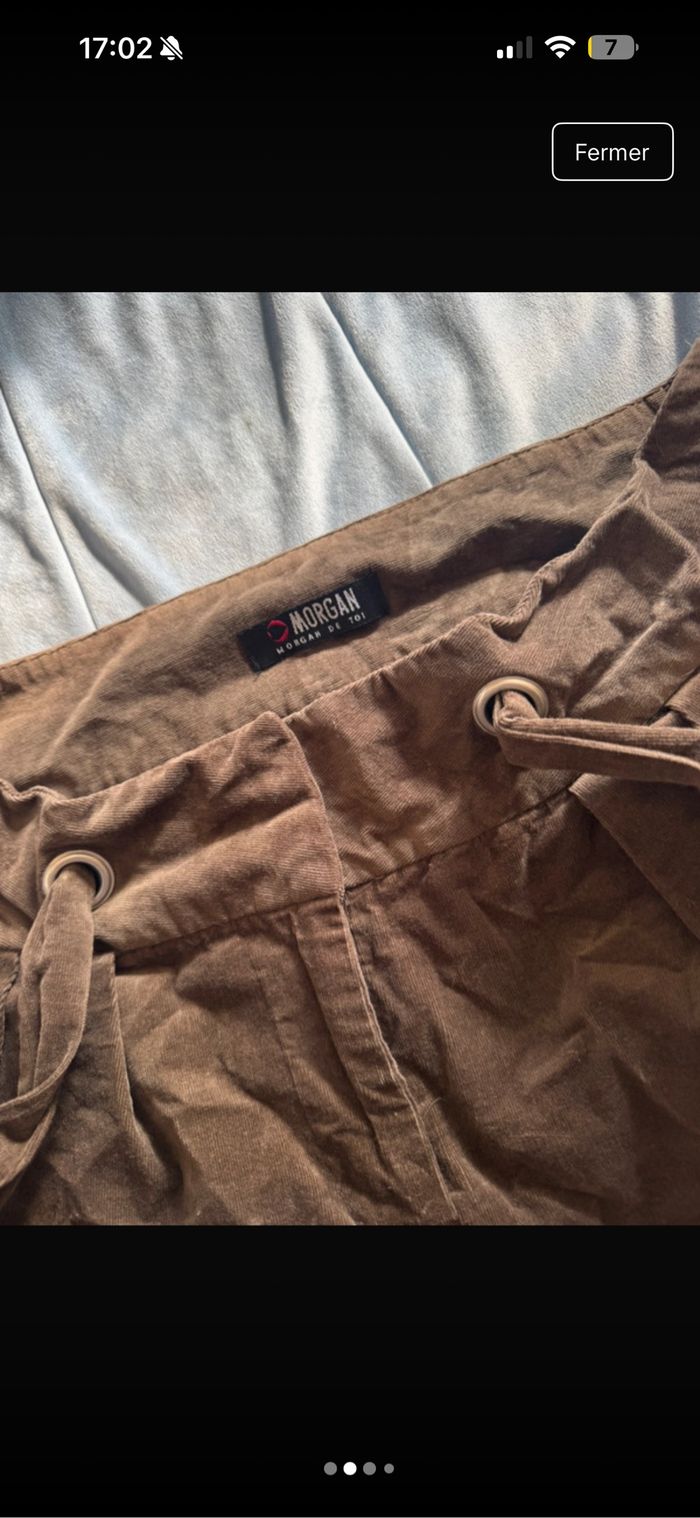 Jupe Morgan taille 40 - velours marron avec ceinture - photo numéro 2