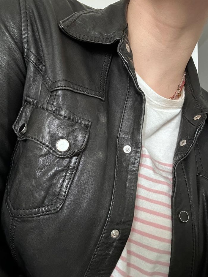 Veste en cuir de motard femme – Redskins Taille L | Cuir véritable | Très bon état - photo numéro 6