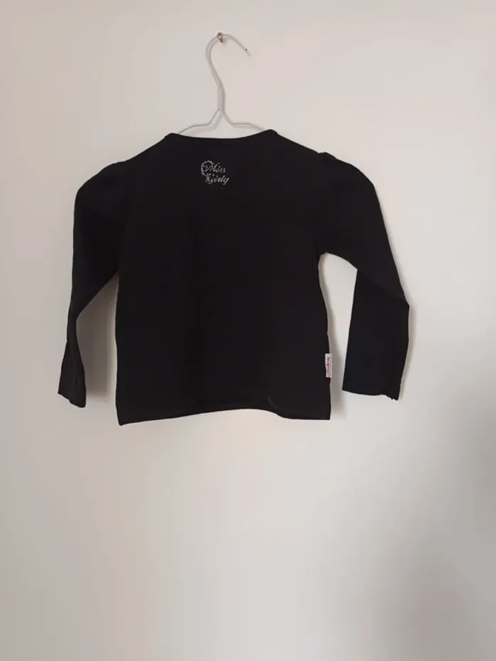 Top haut t-shirt manches longues fille noir Miss Girly 3 ans - photo numéro 2