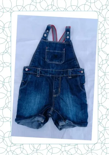 Salopette-short en jean 6 mois Obaïbi