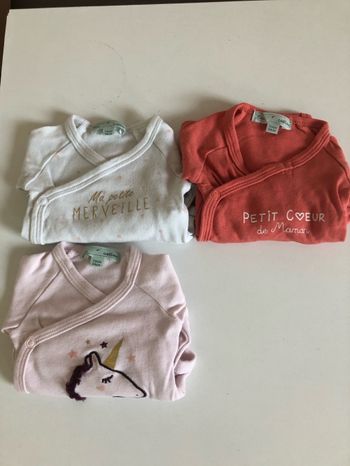 Lot de 3 bodys 1 mois