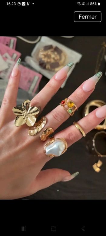 Lot 5bagues doré inoxydable ajustables