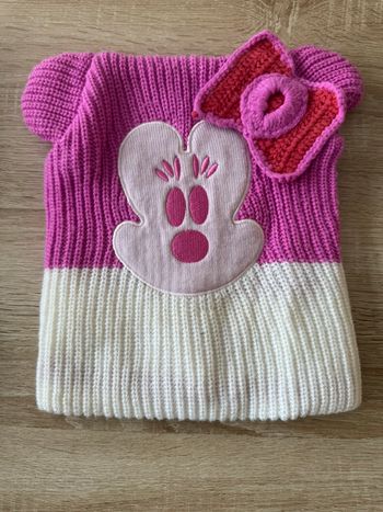 Bonnet adulte rose et blanc Minnie Disney
