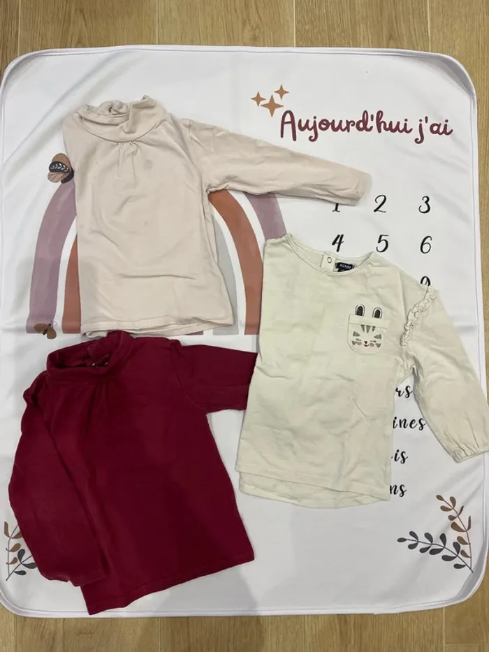 Lot de 3 t-shirts manches longues - Kiabi - 24 mois / 89 cm
