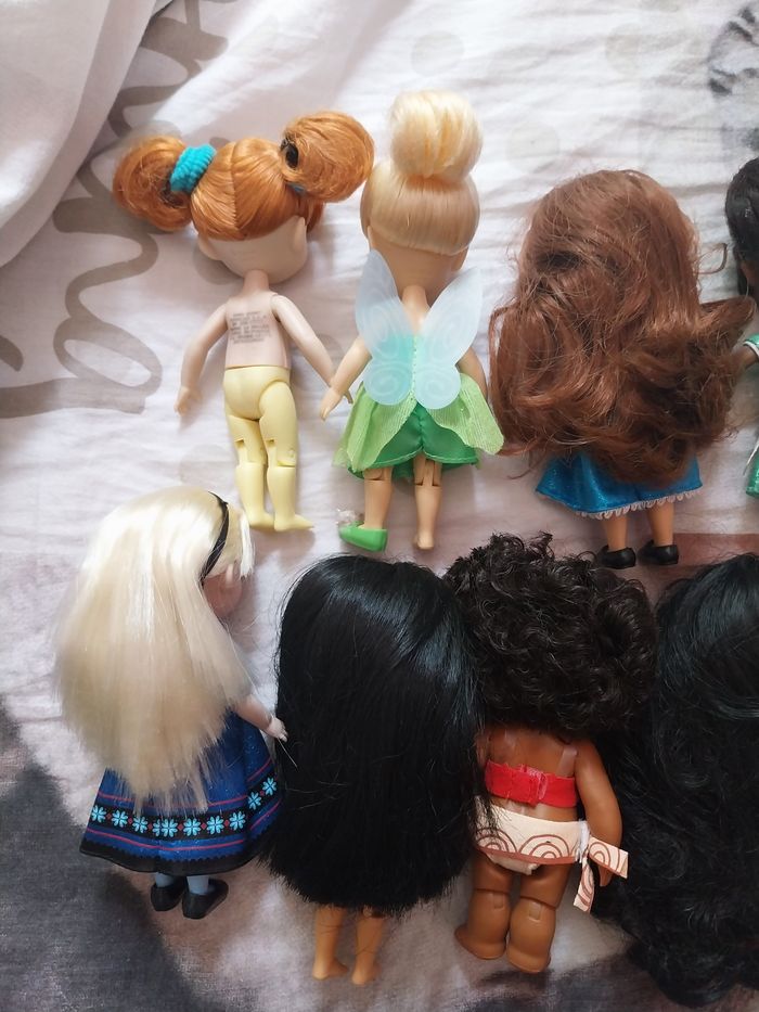 Lot 9 poupées miniatures Animators Princesses Disney Mini-Animators Tiana Belle Cendrillon Vaiana Elsa Anna - photo numéro 6