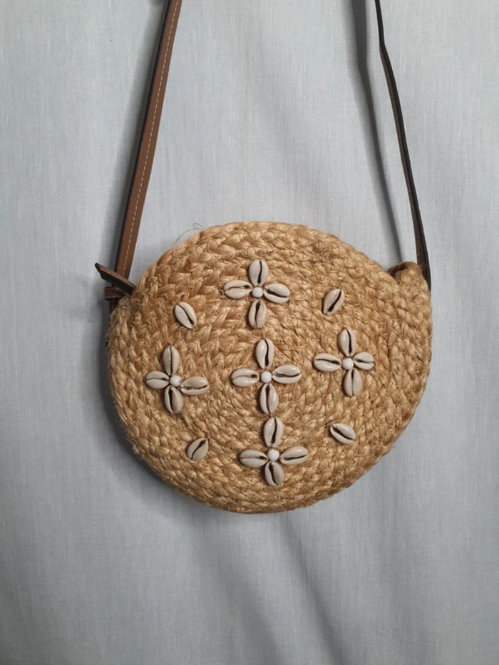 Sac à main en osier et coquillages - photo numéro 2