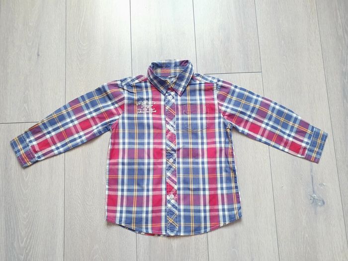 Tres belle chemise bleu et bordeaux. Fille 5 ans