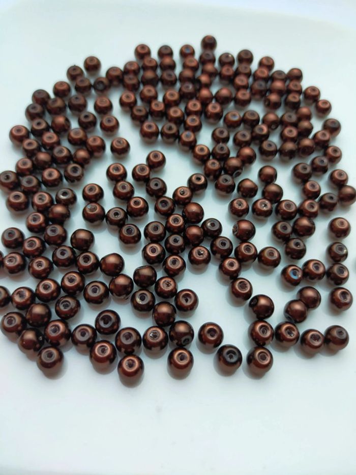 200 perles marron en verre 6mm Lot n°2260