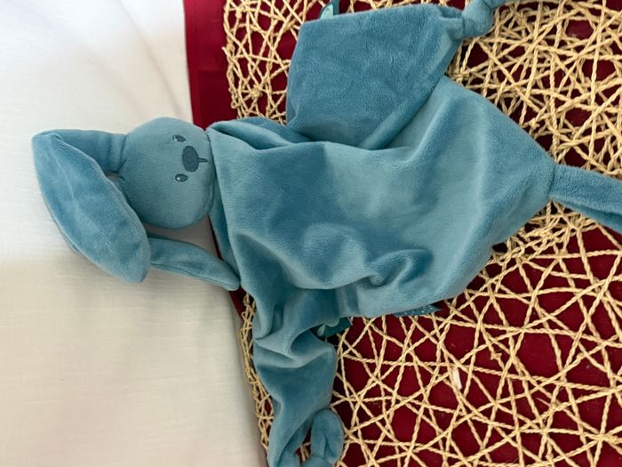 Doudou plat lapin NATTOU Lapidou vert bleu maxi doudou losange 65 cm - photo numéro 2