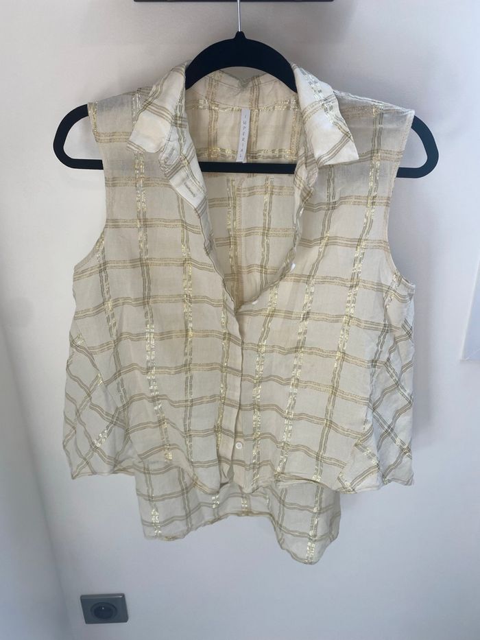 Chemise sans manche asymétrique taille 36 impérial dorée en TBE - photo numéro 1