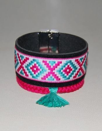 Bracelet manchette turquoise rose