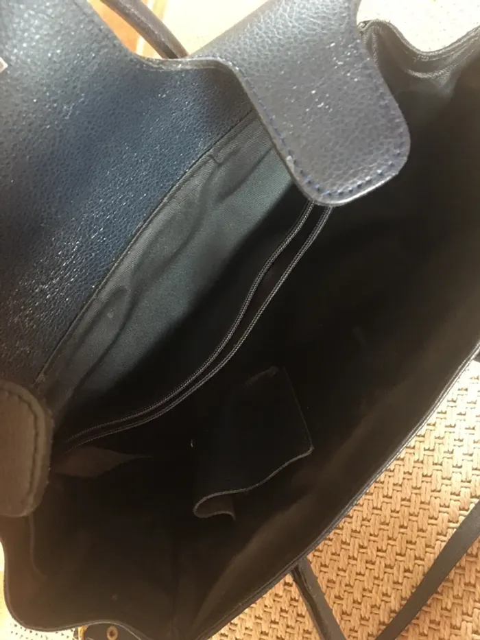 Sac à main bleu et beige - photo numéro 4