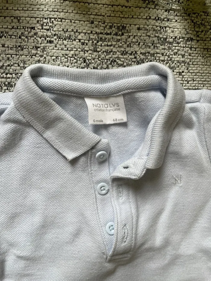 Polo bleu ciel tissé - photo numéro 2