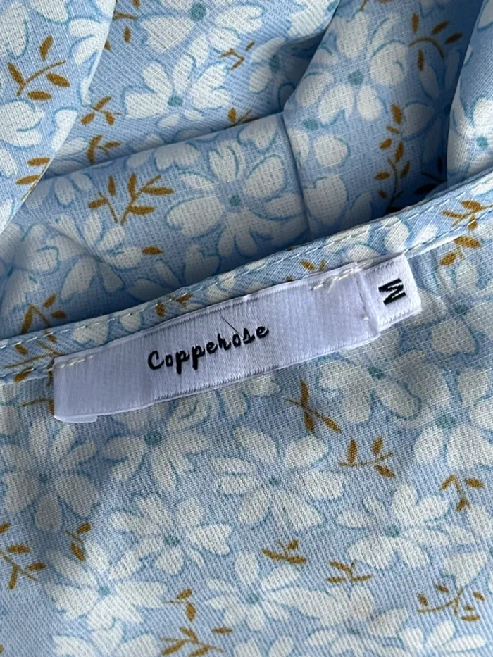 Robe longue été légère fluide bleu claire fleurie manches courtes 38/M - photo numéro 6