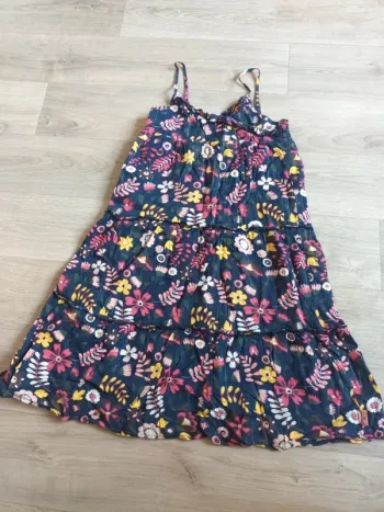 Robe longue sergent major 7 ans été fille marine fleur