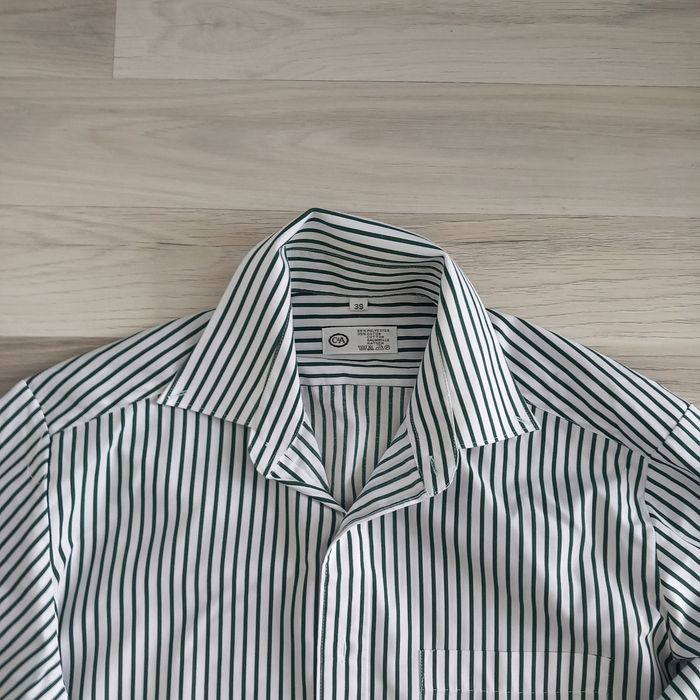 Chemise homme à manches longues blanc à rayures vertes C&A taille M - photo numéro 2