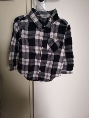 Chemise en flanelle à carreaux (Blanc et Noir) 12 mois (80 cm) Kiabi