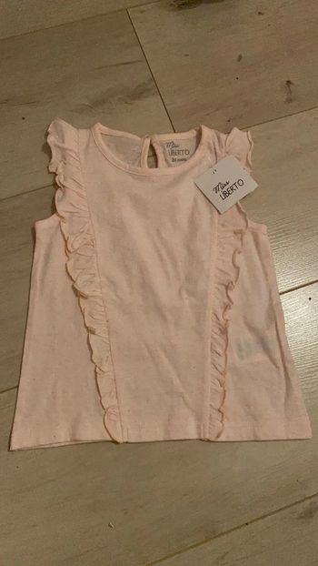 24 mois - neuf miss liberto tee shirt coton rose moucheté