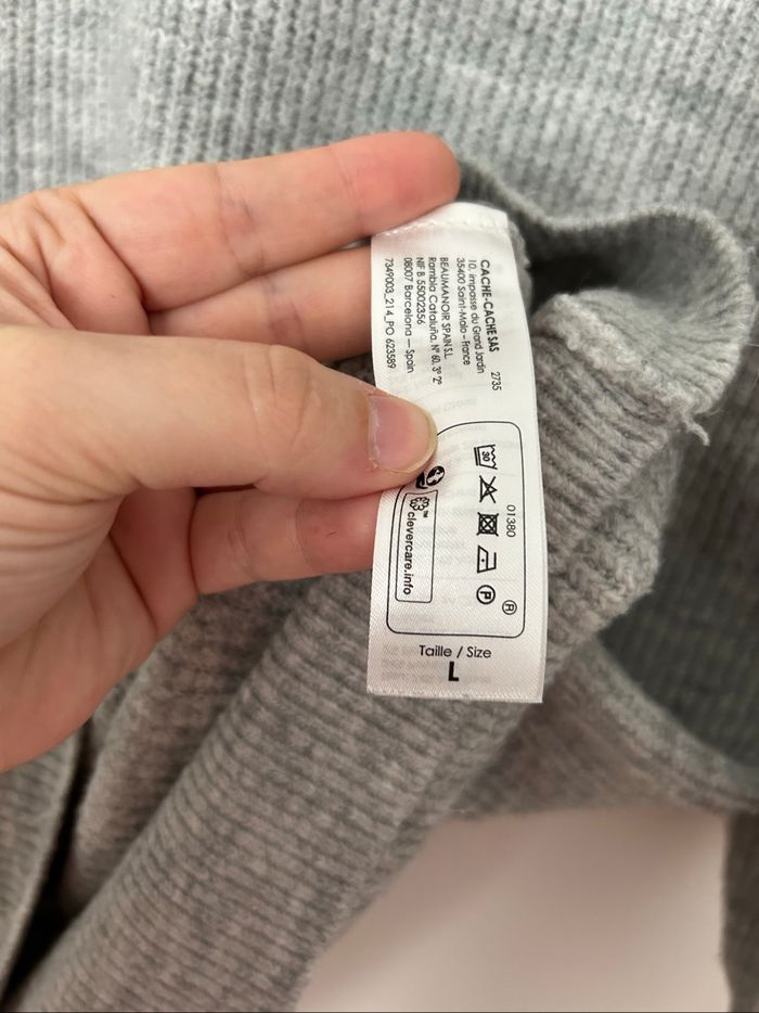 Robe pull maille gris col montant manches bouffantes Cache Cache L - photo numéro 4