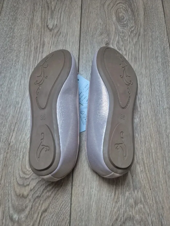 Chaussures ballerines rose poudré gémo pointure 36 neuves avec étiquette - photo numéro 3