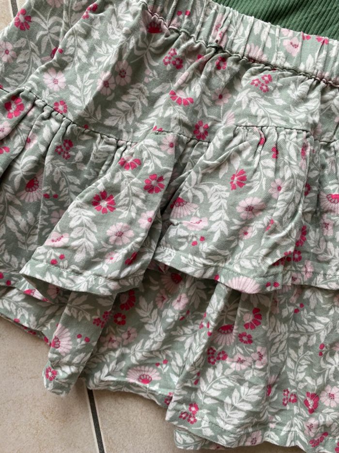 Ensemble jupe à volant fleurs fille et t-shirt côtelé - photo numéro 7