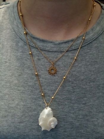 Collier double bohème coquillage de nacre soleil