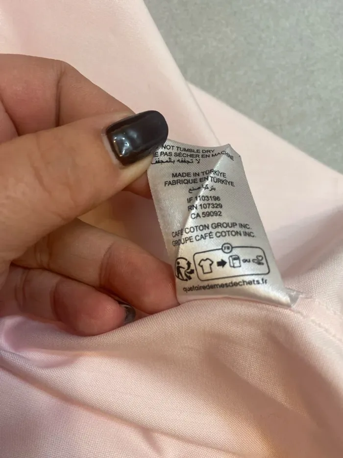 Chemise cintrée rose pâle coton Café Coton taille L neuve - n5p - photo numéro 7