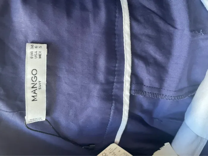 Pantalon large enduit bleu - photo numéro 8