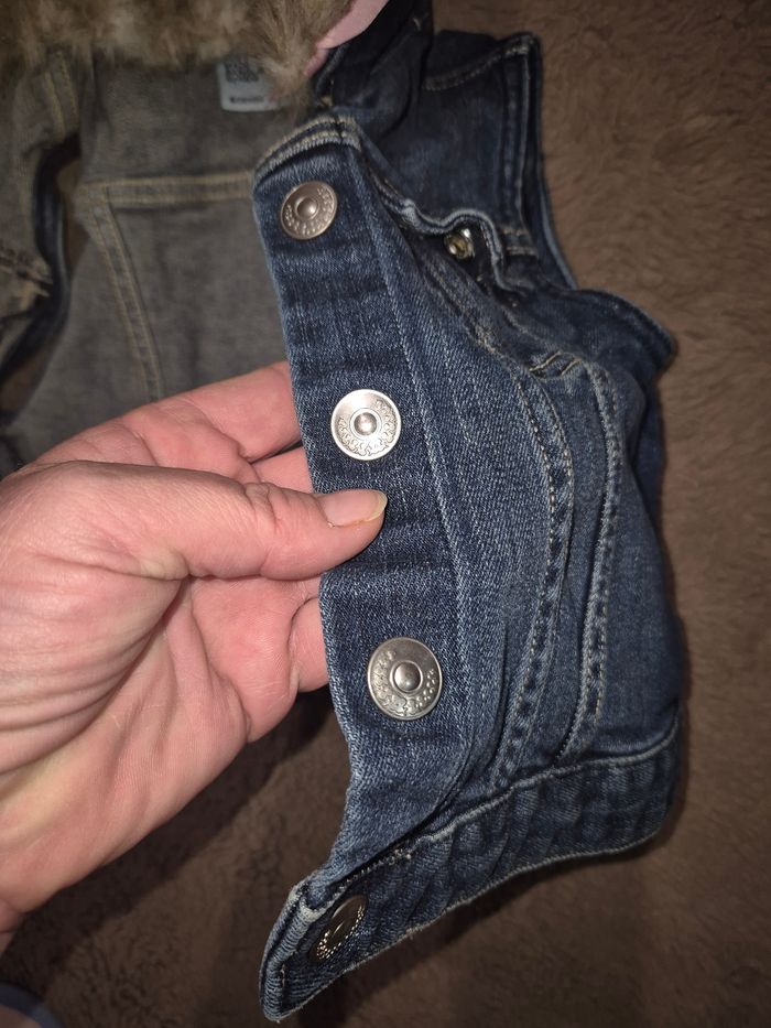 Veste jeans sans manches col fourrure - photo numéro 8