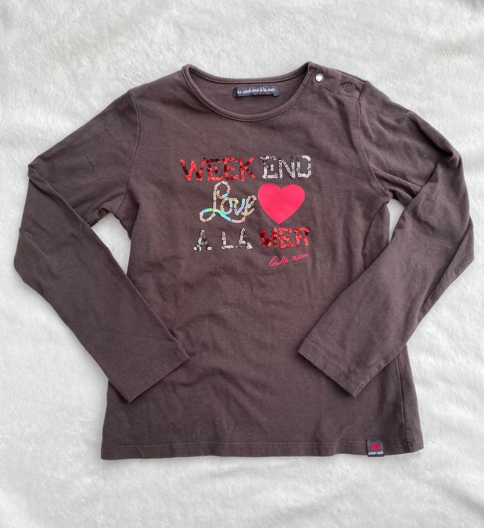 T-shirt ML Weekend à la mer 6ans sequins