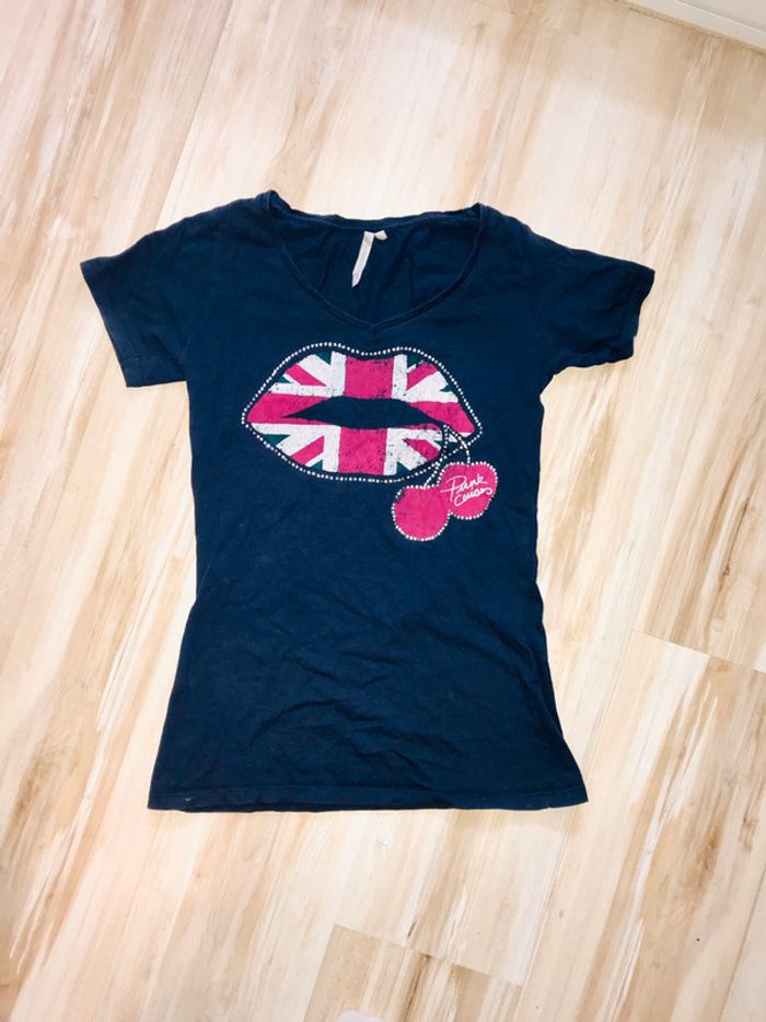T shirt temps des cerises bleu