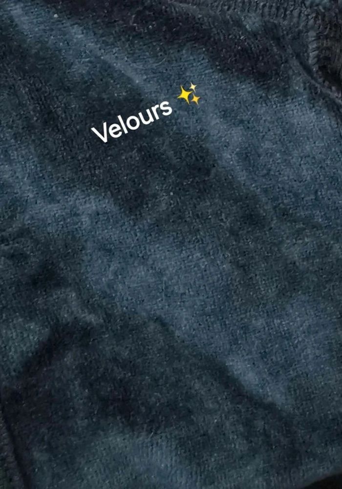 Veste 👣 sweat noire velours et tissu à capuche Kitchoun 1mois/54cm - photo numéro 9