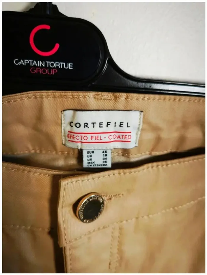 C33 pantalon simili beige Cortefiel 46 - photo numéro 3