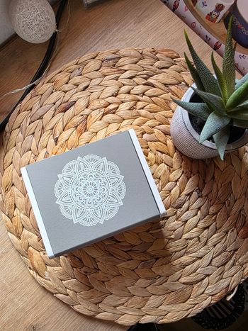 Petite boite en bois blanche et grise