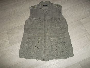 Veste LE TEMPS DES CERISES lin kaki multipoches taille M TBE