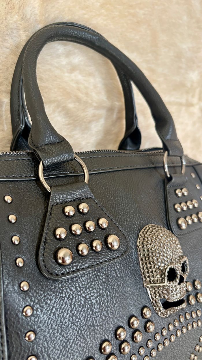 Sac noir rock tête de mort clouté neuf envoi rapide goth chic - photo numéro 6