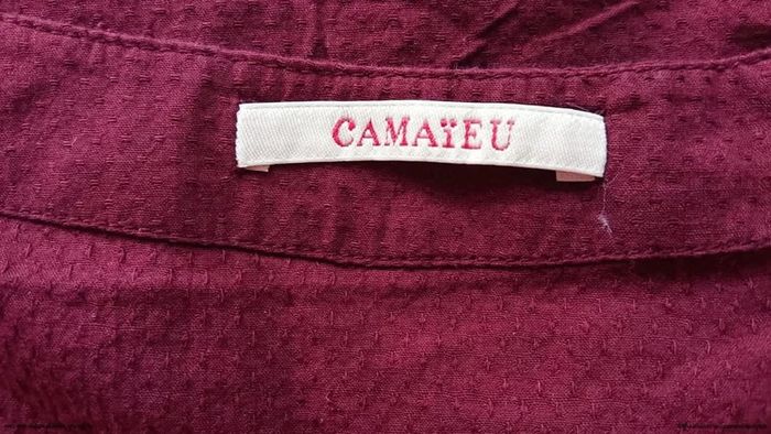 Blouse bordeaux sans manche taille 40 Camaïeu 100% coton casual basic élégant - photo numéro 3