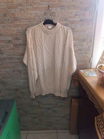 Pull crème à torsades XL
