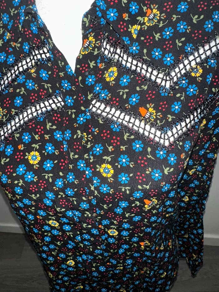 Chemisier à fleurs noir et multicolore Maje T3 40 L - photo numéro 5