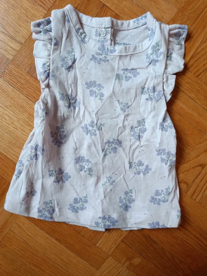 Pull fleurs violet et tee shirt assorti 1 mois 54cm Vertbaudet - photo numéro 2